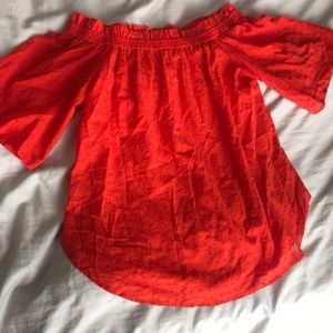 Beautiful coral red off the shoulder top